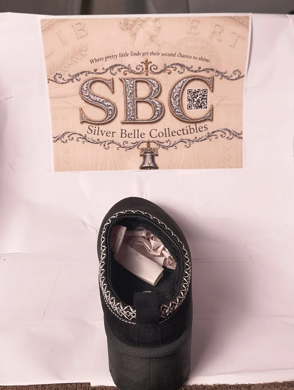 Mudd Stormy Black Platform Clogs Faux Fur Metallic Trim Y2K Women's 8.5